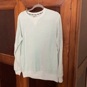 PINK Mint green velour banded crew neck sweatshirt